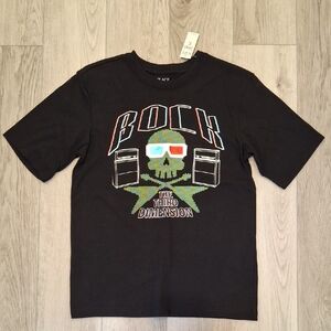 Kids Black Graphic Rock Skull 'Third Dimension' Tee